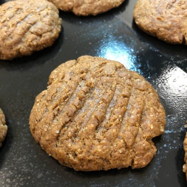 chewy ginger cookie on a baking tray